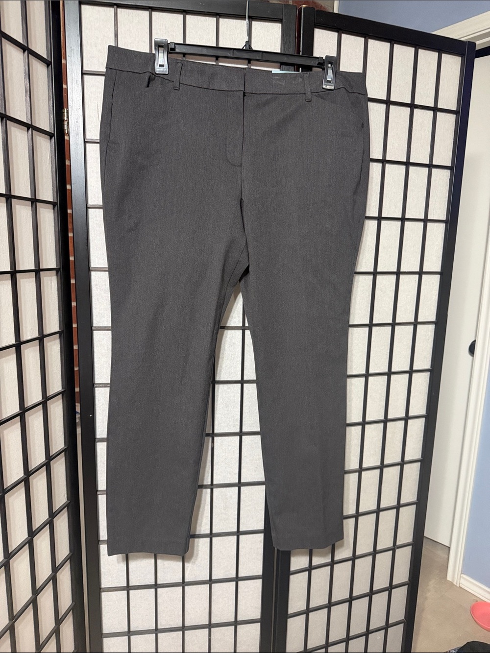 NWT Classic Straight-Leg Dress Pants in Charcoal Gray, Sz 18